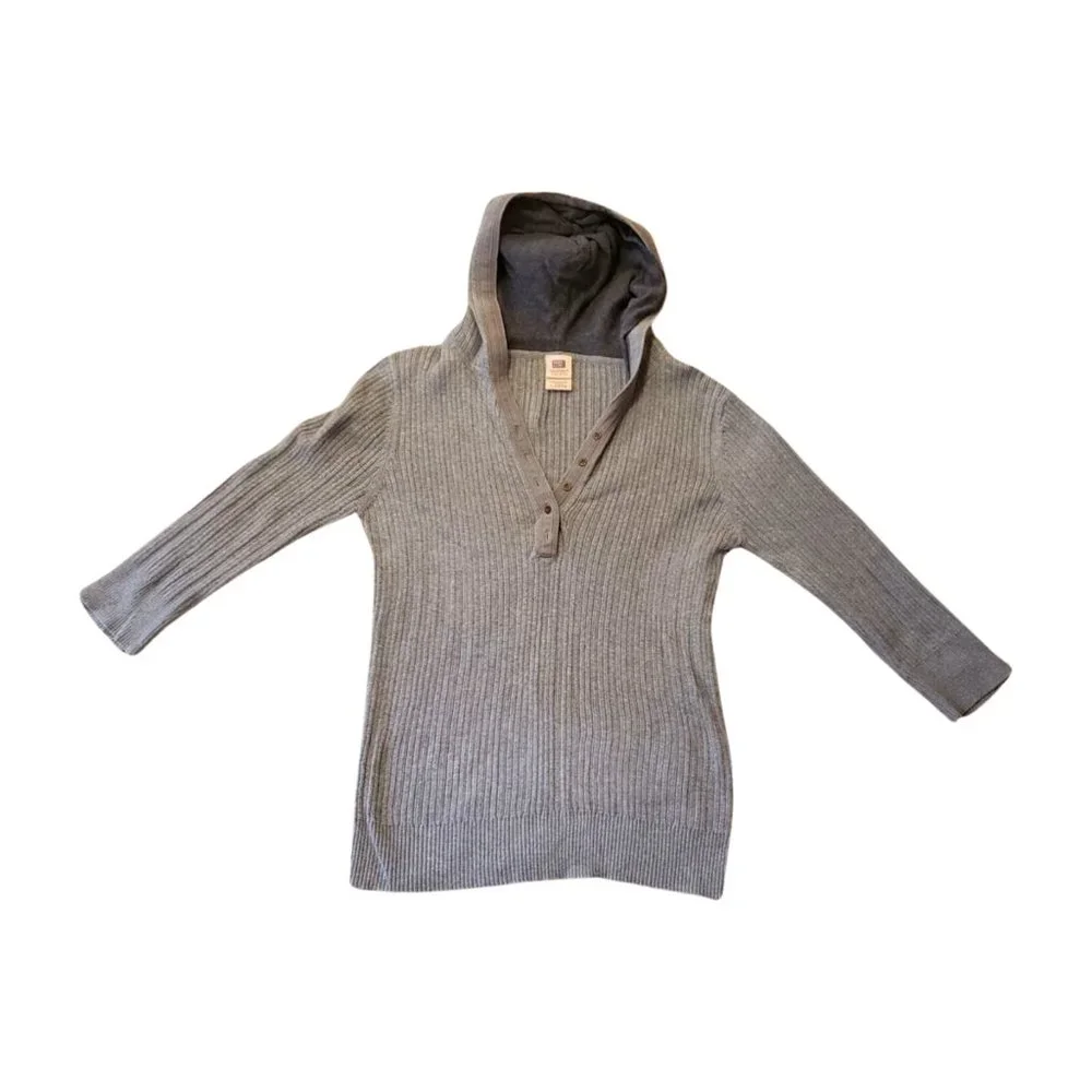 Faded Glory Gray Ribbed V-Neck Hoodie - Size L - Picture 13 of 13